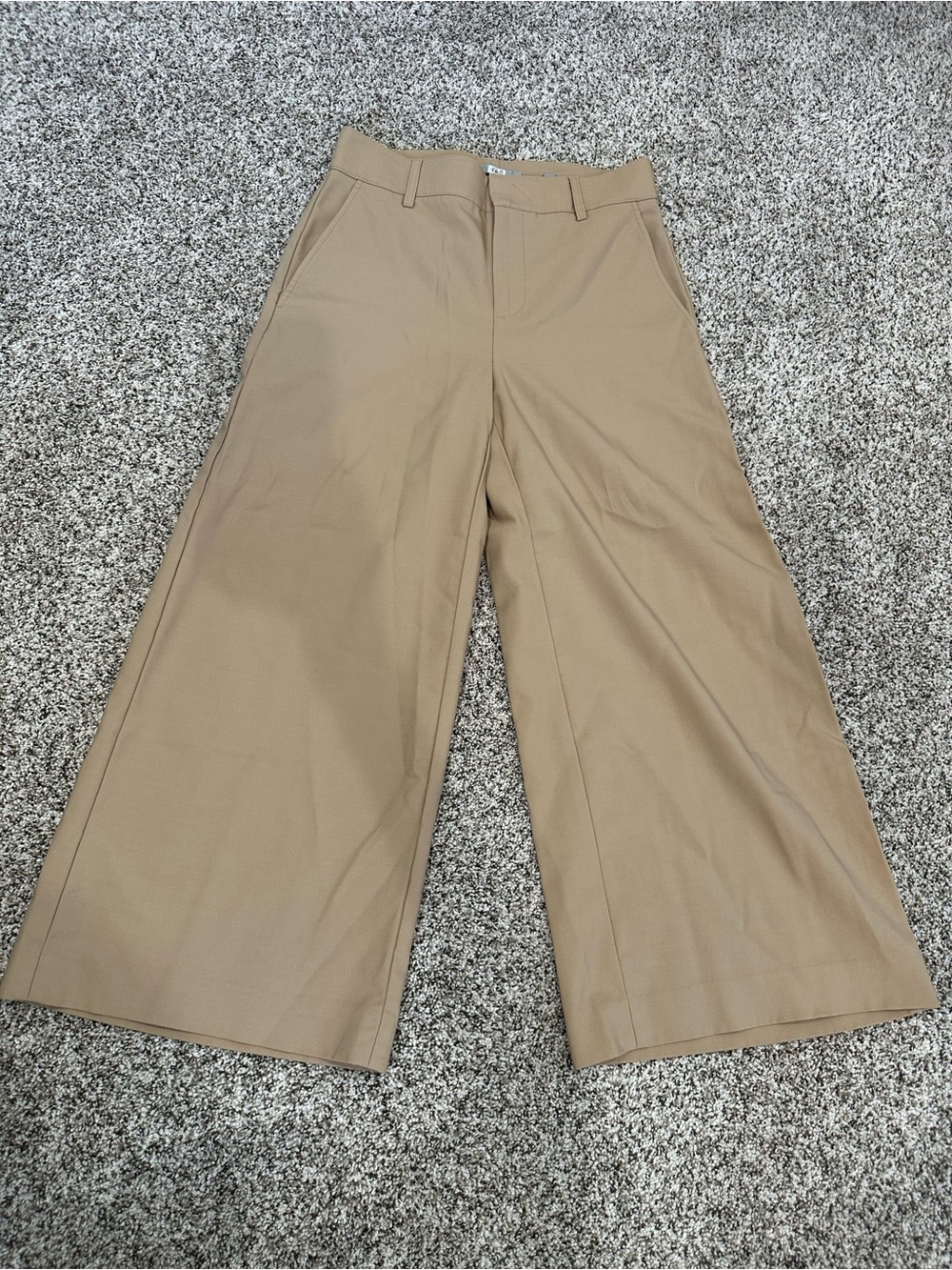 Vince Tan Wool Wide Leg Trousers Pants Size 2
